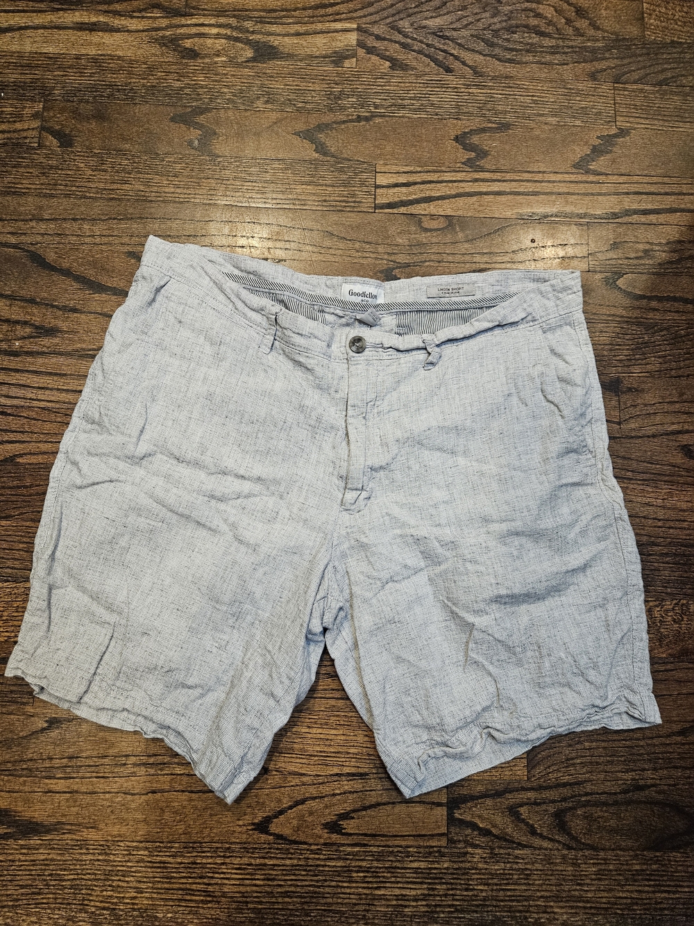 Goodfellow & Co Mens Gray Linden Linen Blend Shorts Size 38 Flat Front 9"